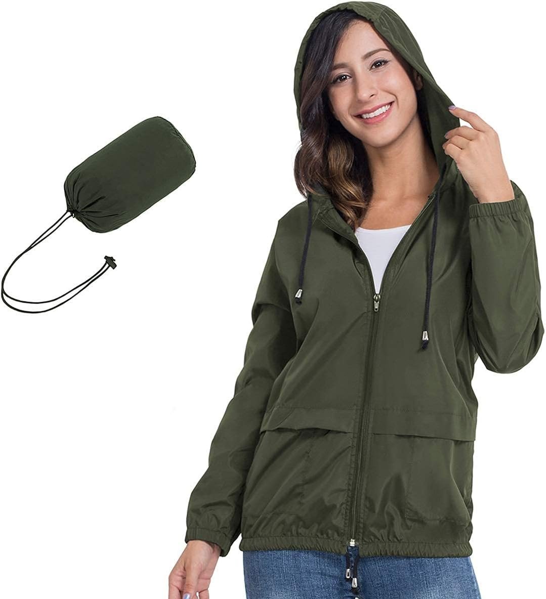 JTANIB Packable Rain Jacket Women Waterproof Lightweight Raincoat with Hood for Hiking Outdoor Travel