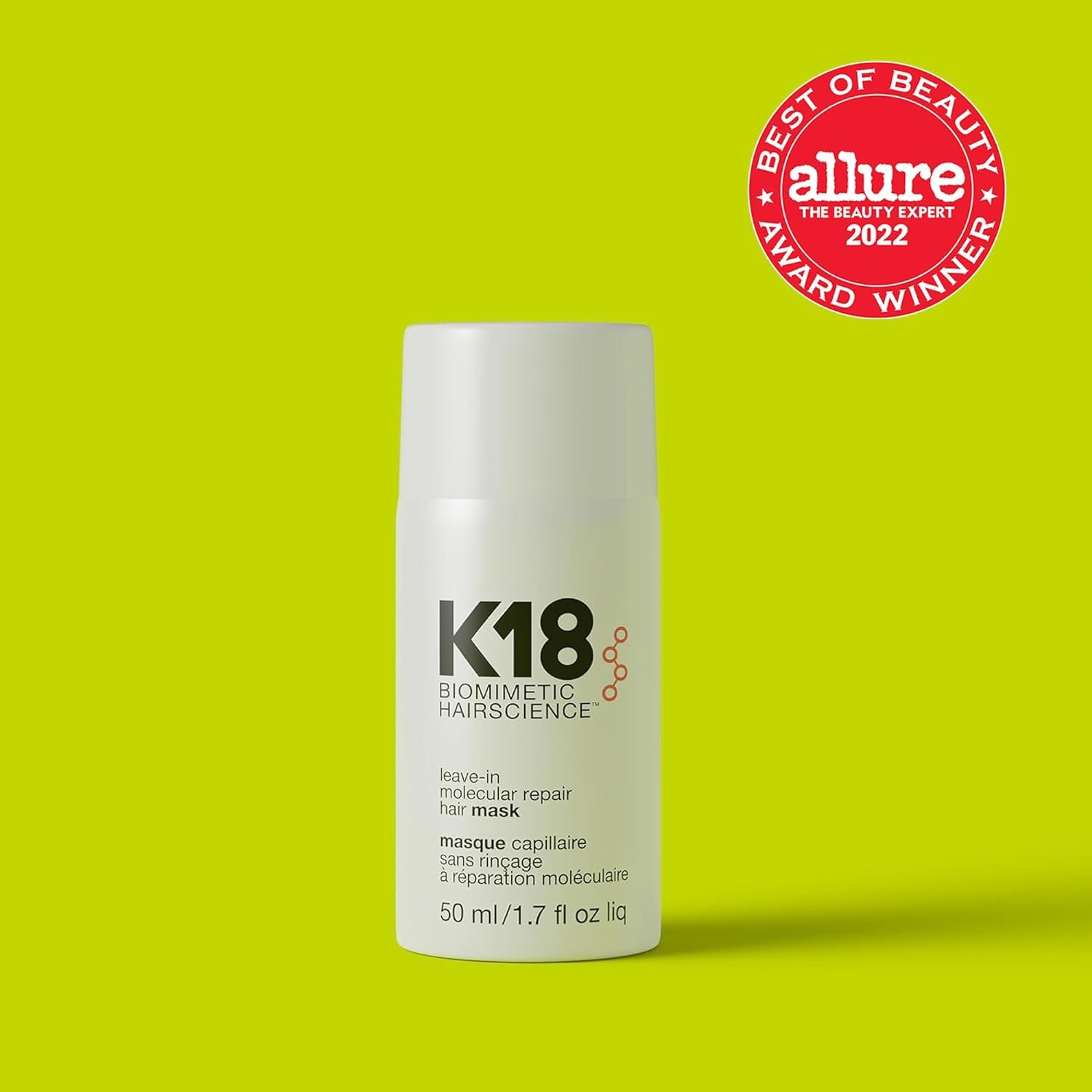 K18 Leave-In Molecular Hair Mask, Repairs Dry or Damaged Hair, Reverse Hair Damage from Bleach, Color, Chemical Services  Heat