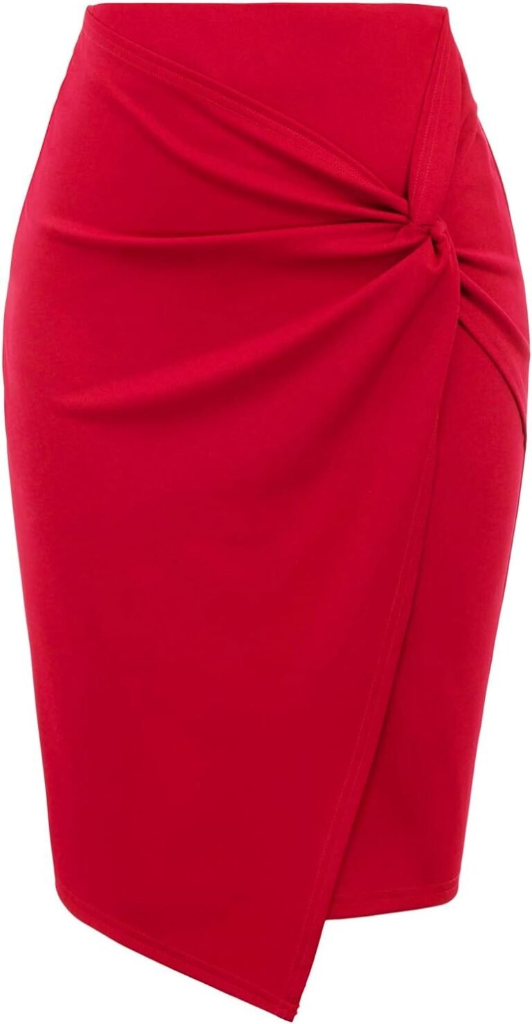 kate kasin wear to work pencil skirts for women elastic high waist wrap front knee length bodycon skirt tummy control
