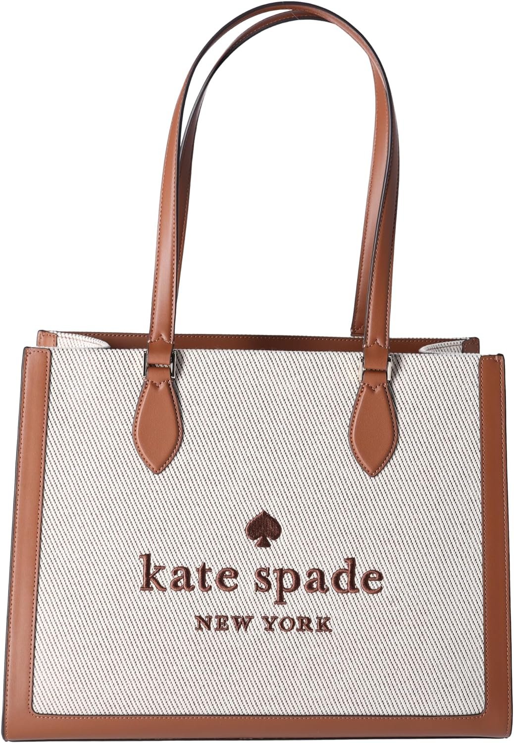 Kate Spade KF508 Ellie Canvas Leather Large Shoulder Tote Warm Gingerbread
