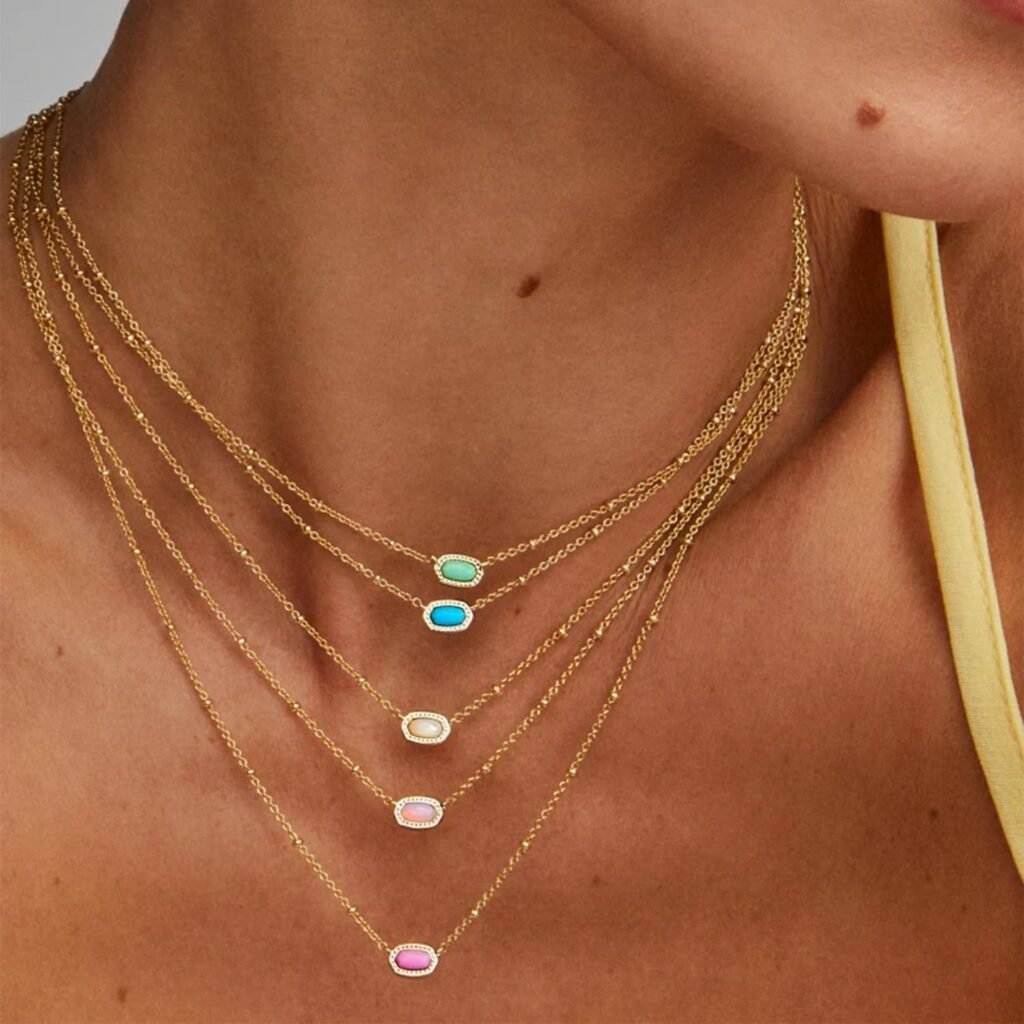 Kendra Scott Mini Elisa 14k Gold-Plated Satellite Short Pendant Necklace, Fashion Jewelry for Women