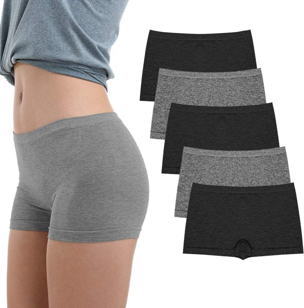 LALESTE Womens Boyshort Underwear Full Coverage Seamless Panties Soft Stretch Boxer Briefs 5 Packs