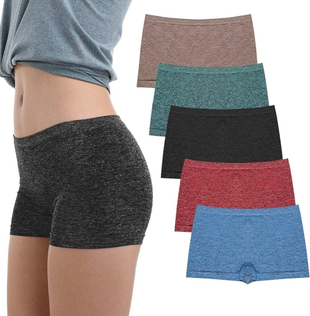 LALESTE Womens Boyshort Underwear Full Coverage Seamless Panties Soft Stretch Boxer Briefs 5 Packs