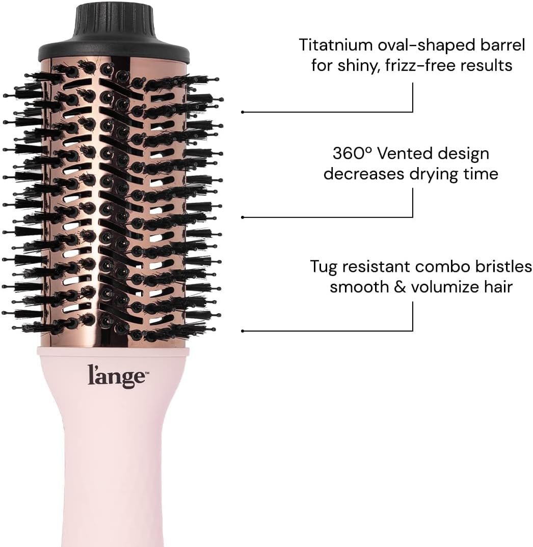 LANGE HAIR Le Volume 2-in-1 Titanium Blow Dryer Brush | Hot Air Brush in One with Oval Barrel | Hair Styler for Smooth, Frizz-Free Results for All Hair Types (Black - 75 mm)