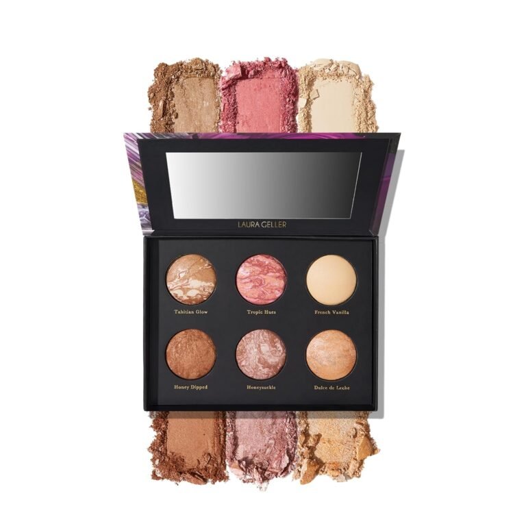 laura geller new york cheek to chic tropical glow baked face palette includes 2 blushes 2 bronzers and 2 radiant highlig 1