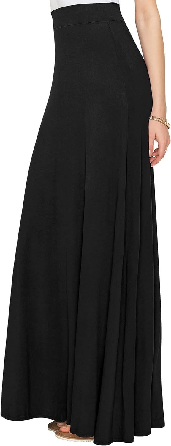 Lock and Love Womens Styleish Print/Solid High Waist Flare Long Maxi Skirt