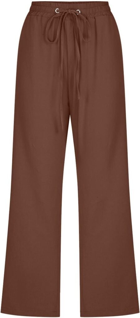 LRMQS Capri Pants for Women Casual Summer 2024 Drawstring Capris Linen Pants Pockets Beach Straight Wide Leg Cropped Trousers