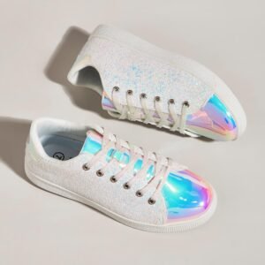 lucky step glitter sneakers lace up fashion sneakers sparkly shoes for women