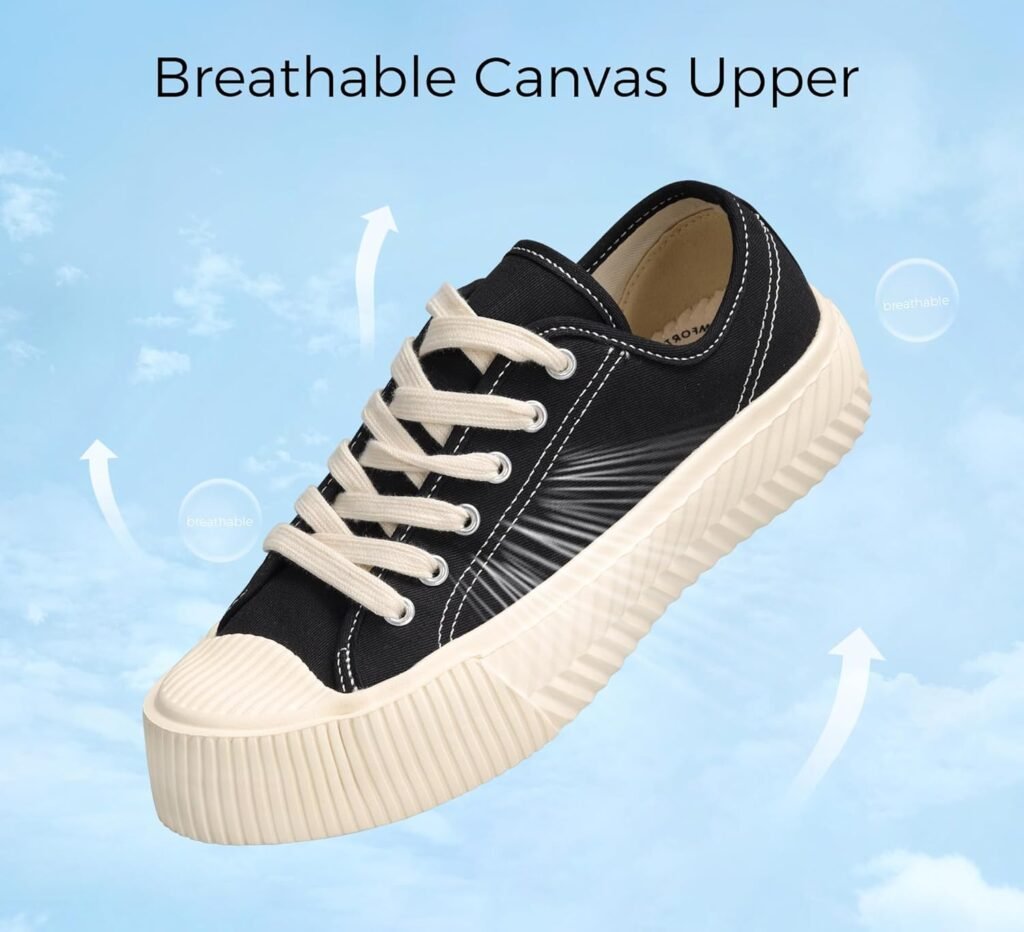 LUCKY STEP Women s Canvas Shoes Low Top Fashion Sneakers Lace-up Classic Casual Walking Shoes