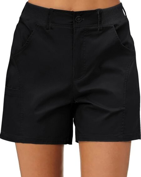 luvamia shorts for women trendy casual summer high waisted chino shorts ribbed elastic waist comfy shorts with pockets