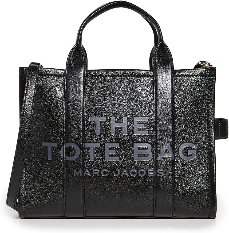 Marc Jacobs Womens The Leather Medium Tote Bag, Black, One Size