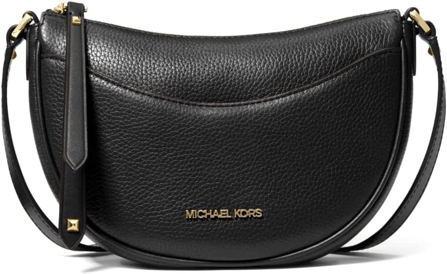 Michael Kors Dover Small Leather Crossbody Bag Purse Handbag (Black)