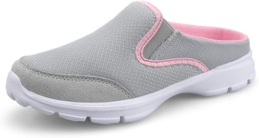 MizHome Womens Backless Walking Sneakers Summer Slip-on Mule Shoes Closed Toe Slippers