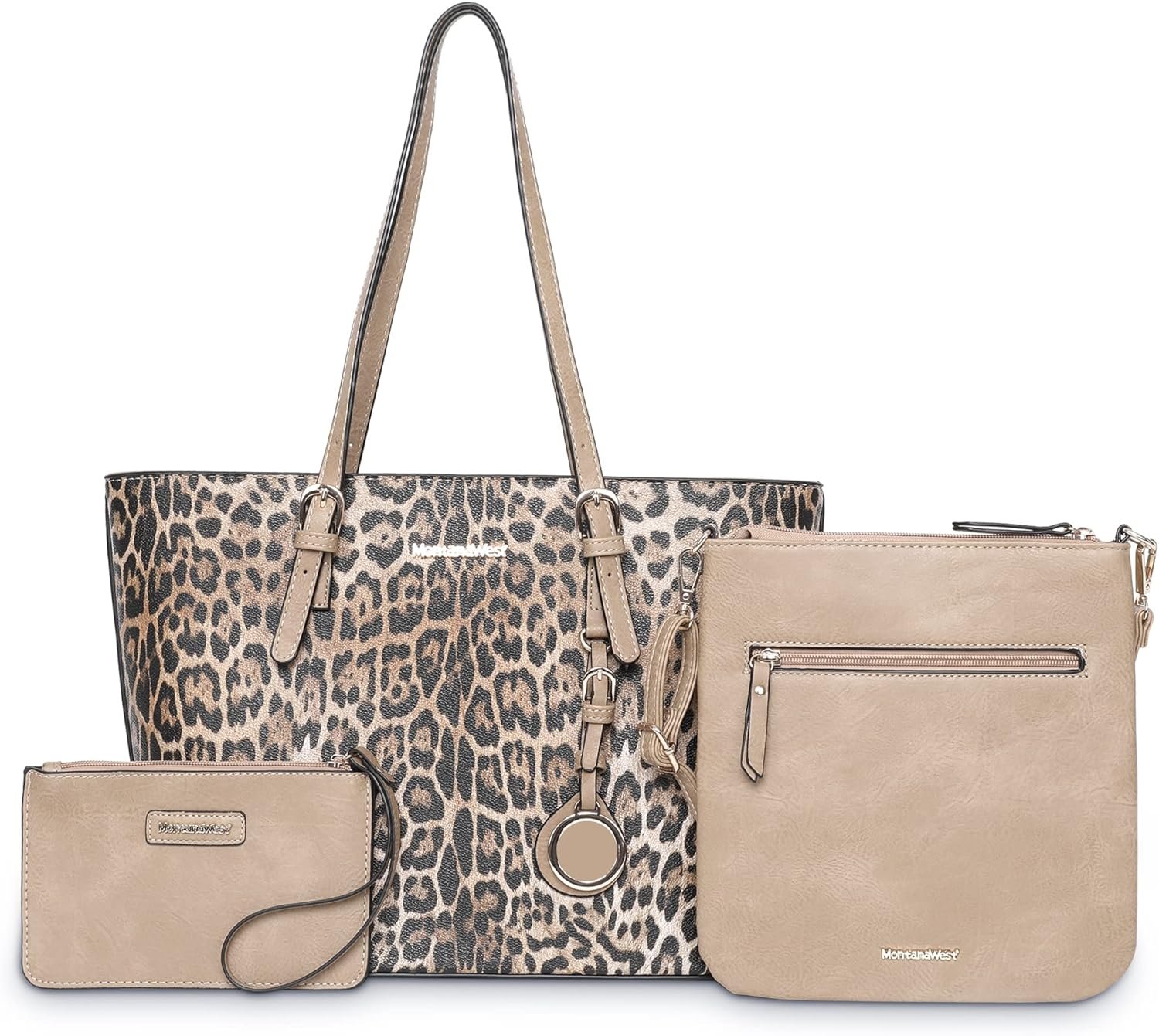 Montana West 3pcs Handbag Set Leopard Print Tote Bag for Women