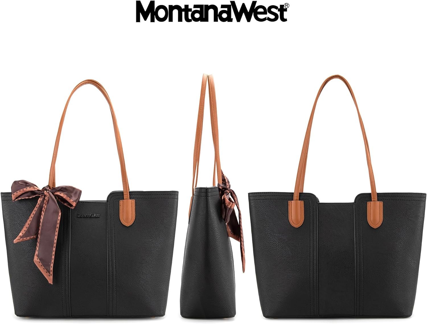 Montana West Tote Bags for Women Medium Top Handle Handbags with Scarf