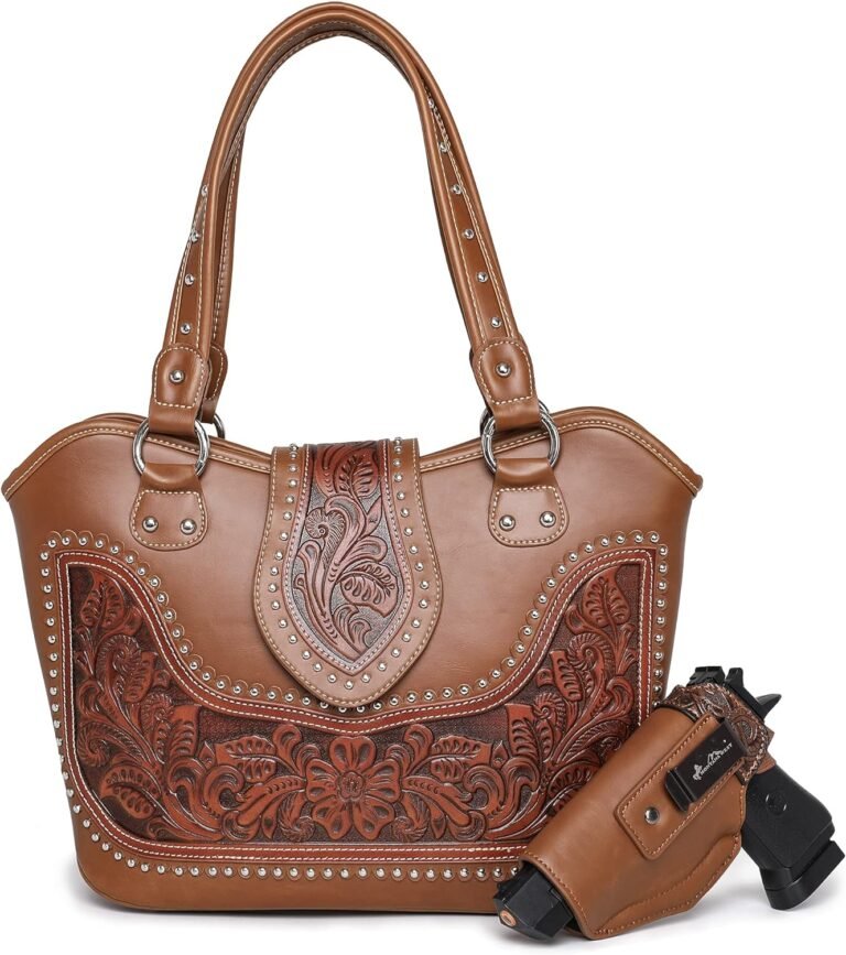 montana west womens western handbag tooling tote bag conceal carry purse with detachable holster