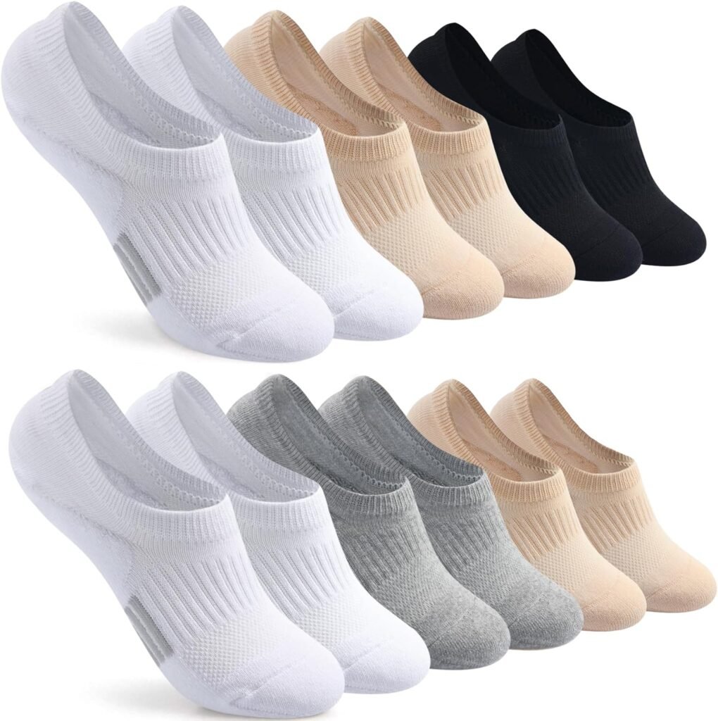 No Show Socks Womens Cushioned Low Cut Athletic Hidden Liner for Sneakers Ankle Invisible Running Socks 4/6 Pairs