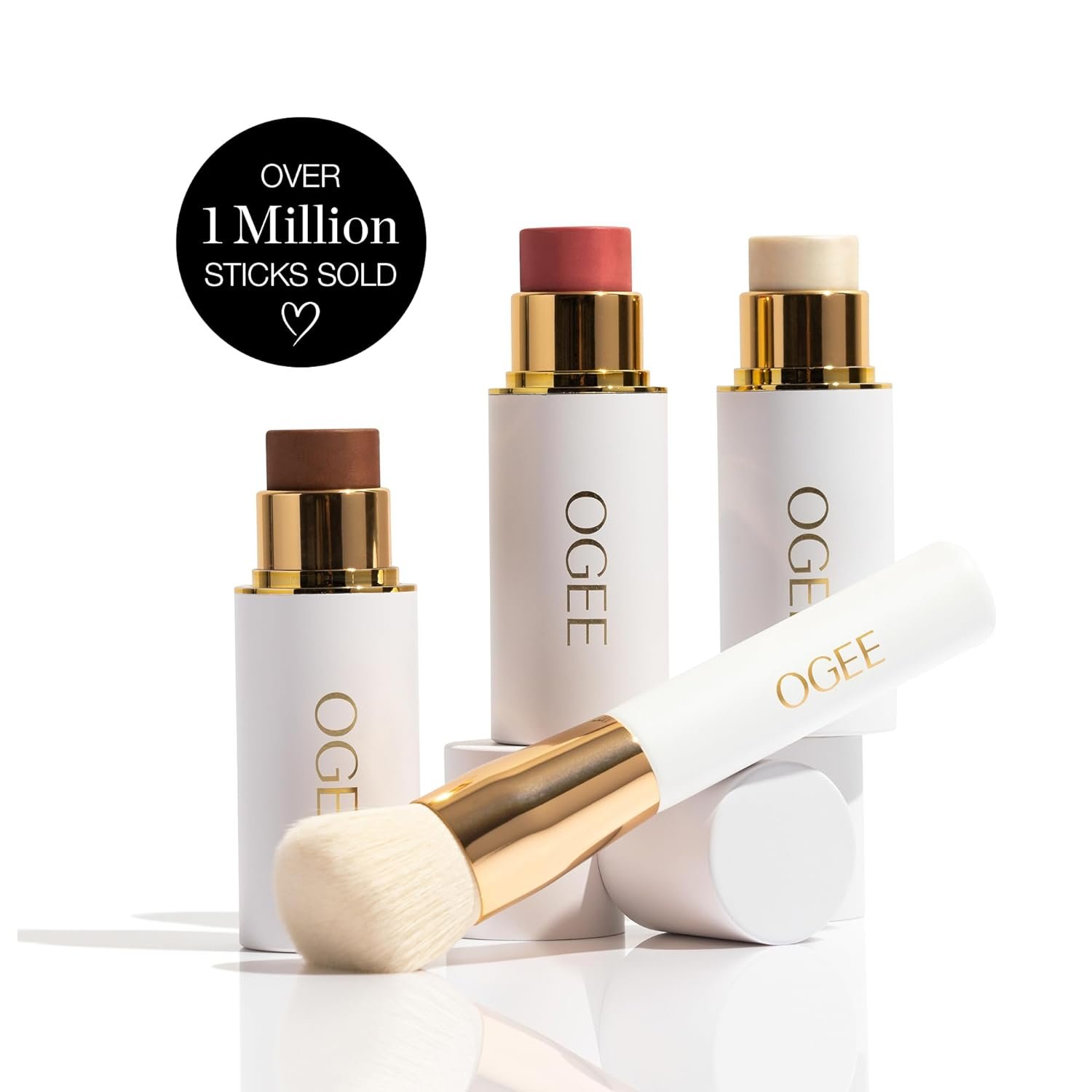 Ogee Face Stick Crystal Collection Trio - Contour Stick Makeup Collection - Certified Organic Contour Palette - Includes Bronzer Stick, Blush Stick  Highlighter Stick