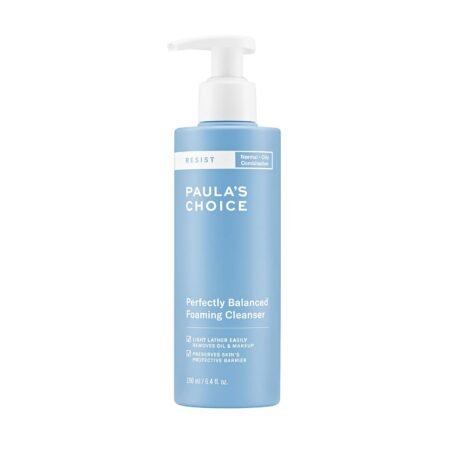 paulas choice resist perfectly balanced foaming cleanser hyaluronic acid aloe anti aging face wash large pores oily skin
