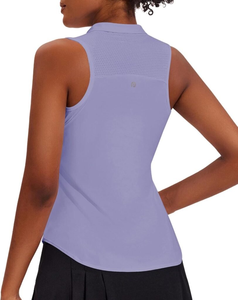 PINSPARK Women Golf Shirts Sleeveless UPF 50+ Tennis Polo Shirts 1/4 Zip Racerback Tank Tops Quick Dry Pickleball Shirts