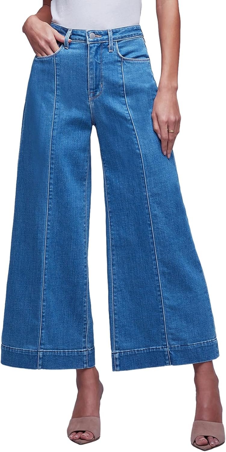 Sidefeel Women Wide Leg Jeans High Waisted Stretchy Trendy Denim Pants