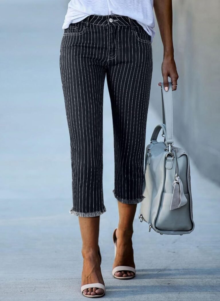 sidefeel womens stretchy capri jeans straight leg denim pants