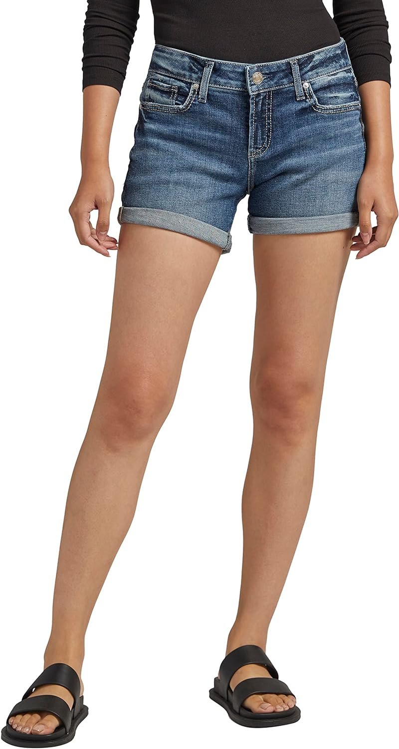 Silver Jeans Co. Womens Britt Low Rise Curvy Fit Short