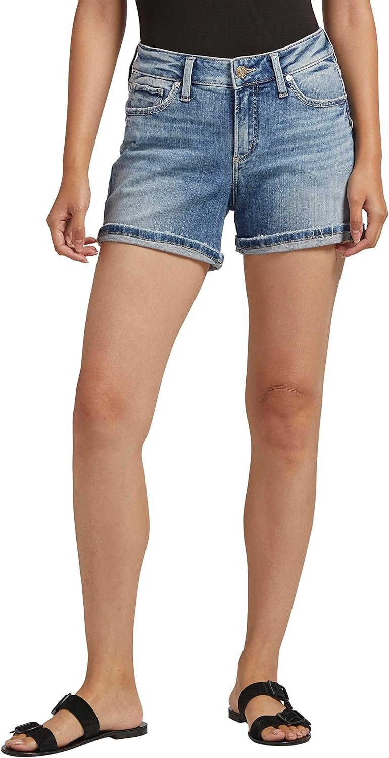 Silver Jeans Co. Womens Elyse Mid Rise Comfort Fit Short