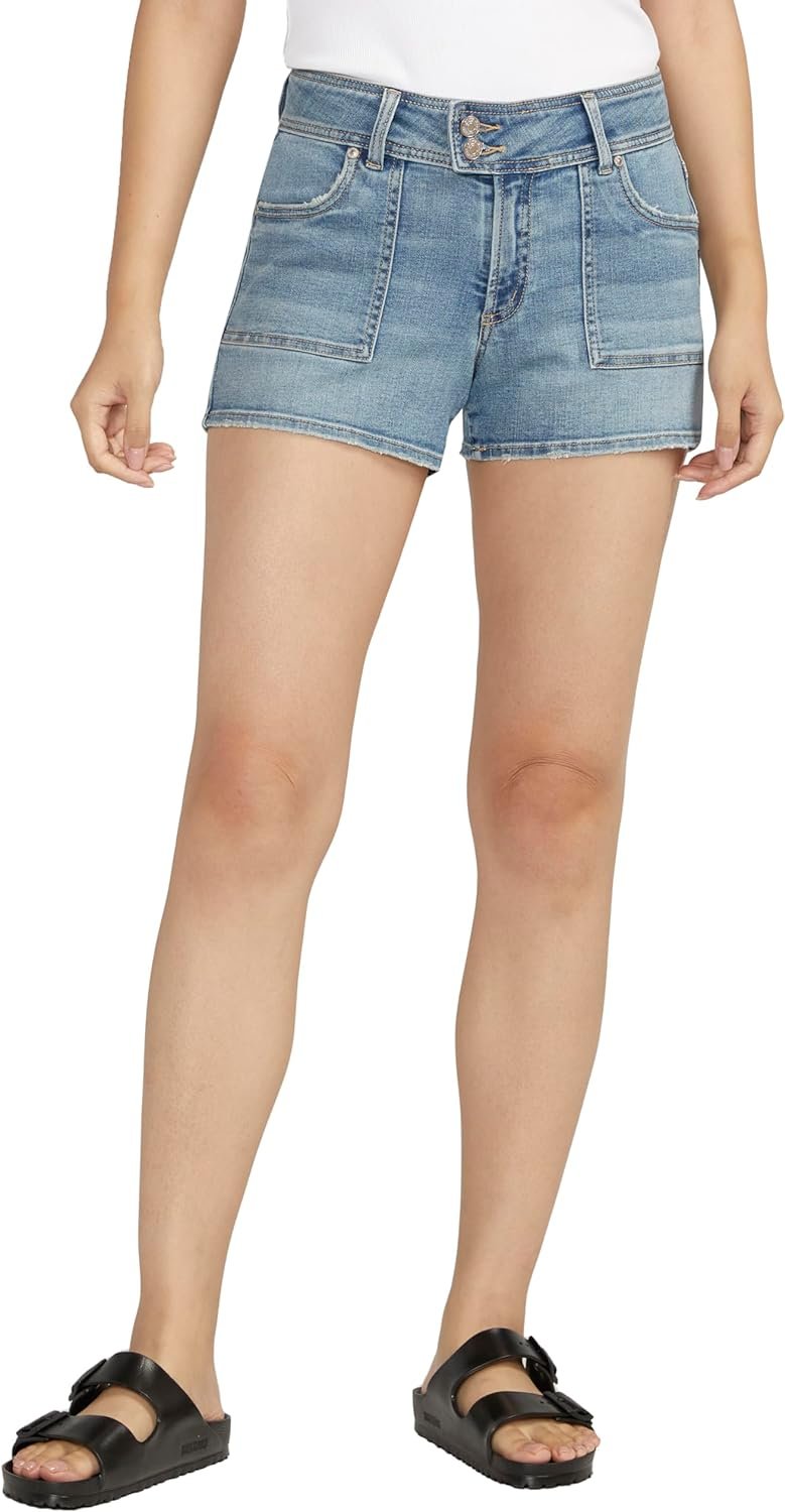 Silver Jeans Co. Womens Suki Mid Rise Curvy Fit Short