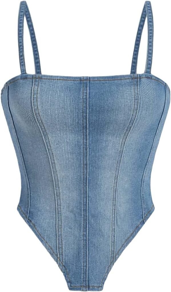 SOLY HUX Womens Sexy Denim Cami Crop Tops Zip up Sleeveless Camisole