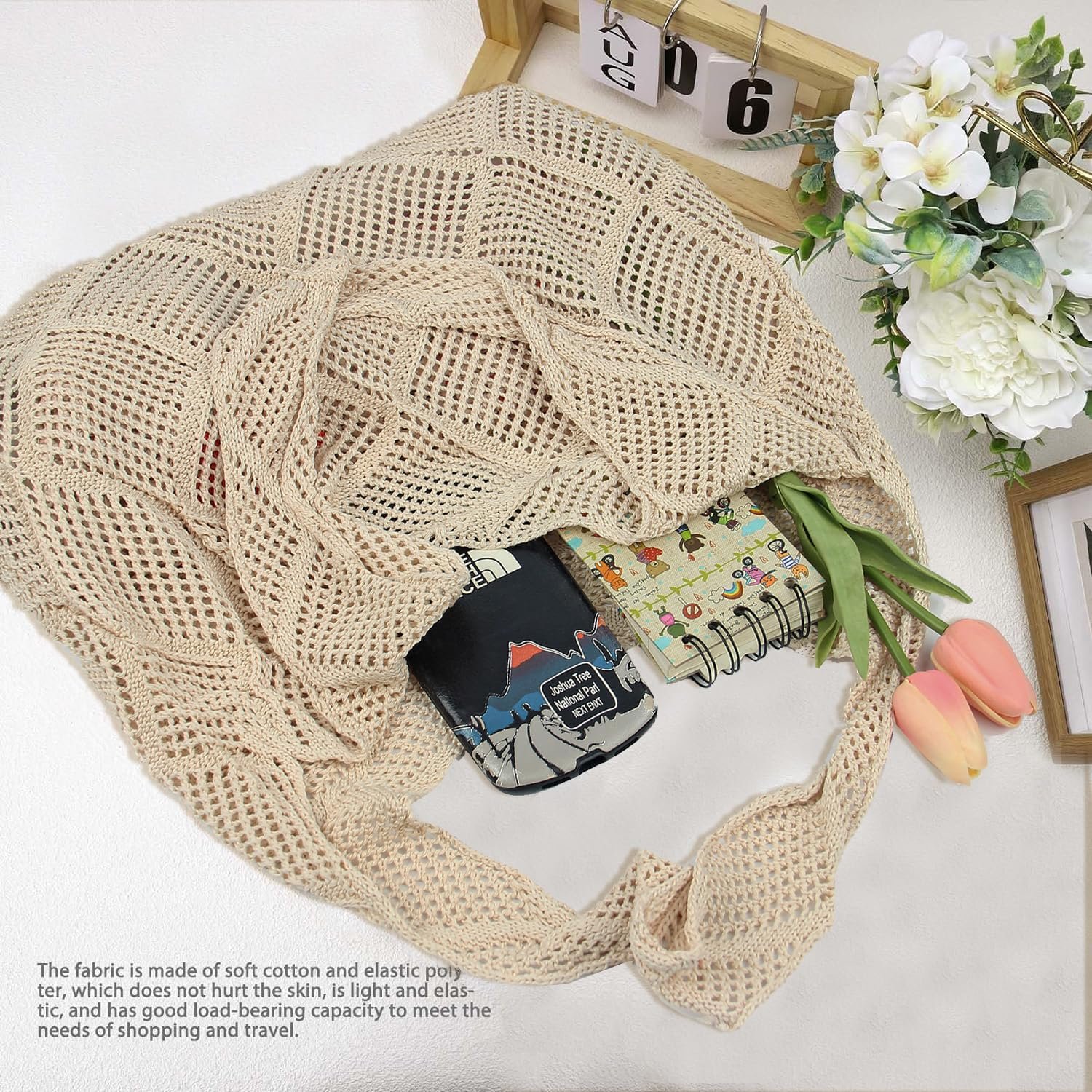Stizimn Crochet Mesh Beach Tote Bag Shoulder Bag Handbags Knitting Hollow Summer Bag Hobo Bag Aesthetic for Women