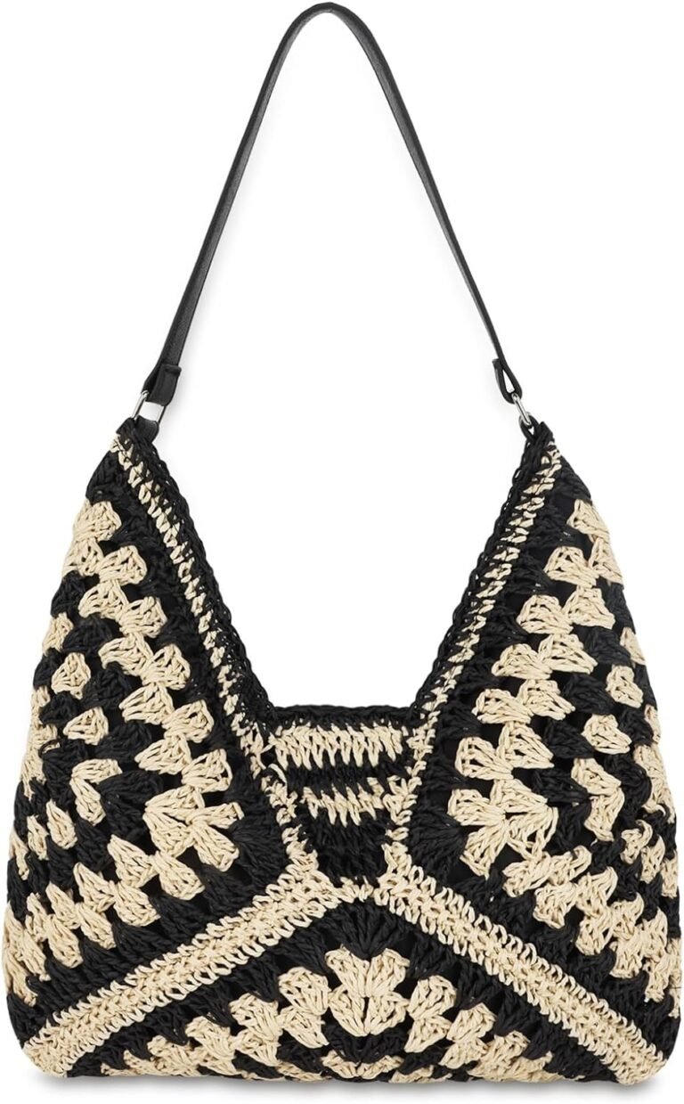 straw hobo beach bag for women girls woven tote bag summer crochet shoulder bagvintage foldable handbag for travel vacat