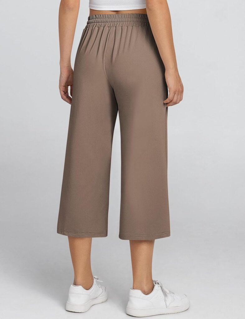 TARSE Womens Summer High Waisted Capri Pants Plus Size Casual Sport Activewear Capris Sweatpants Loose Fit
