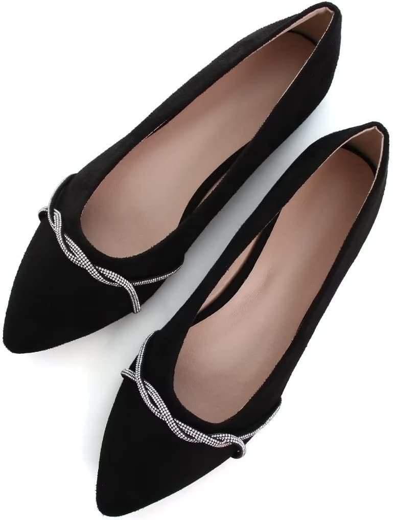TN TANGNEST Women Fashion Bowknot Flats Comfort Pointed Toe Dress Shoes