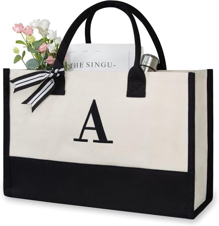 topdesign embroidery initial canvas tote bag personalized present bag suitable for wedding birthday beach holiday is a g