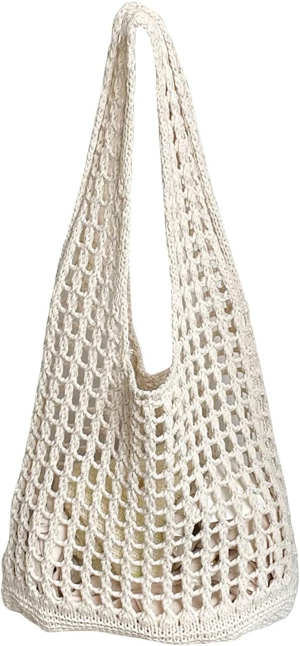 Verdusa Womens Hollow Out Knit Tote Handbags Crochet Shoulder Bag
