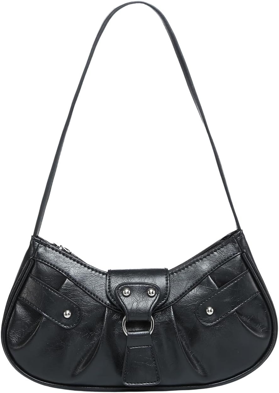 Verdusa Womens Pleated Hobo Shoulder Bag PU Leather Clutch Handbag