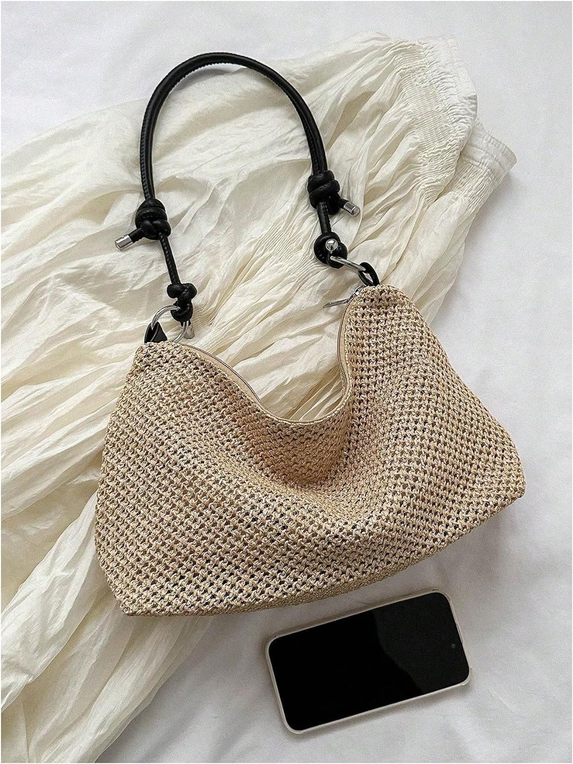 Verdusa Womens Straw Hobo Shoulder Bags Woven Tote Handbag Summer Crochet Purse