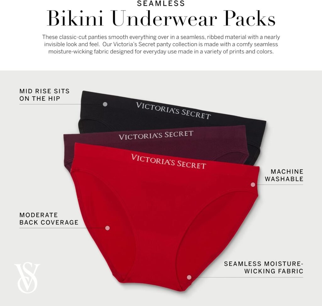 Victorias Secret Seamless Bikini Panty Pack, Underwear for Women (XS-XXL)