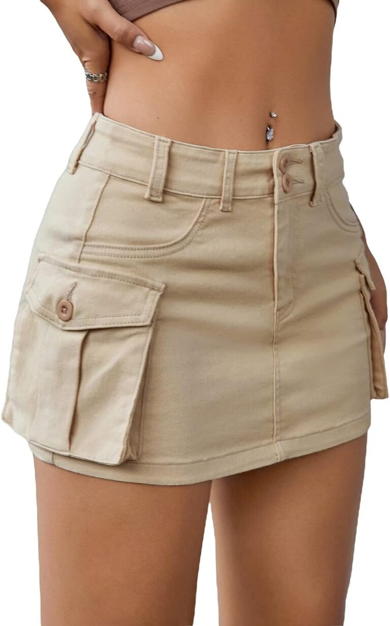 wdirara womens low waist button bodycon mini cargo denim skirt with pocket