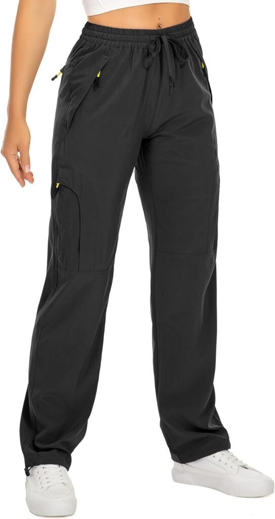 Womens Hiking Pants Quick Dry UPF 50 Travel Golf Pants Lightweight Camping Work Cargo Pants Zipper Pockets