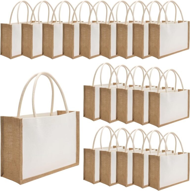 youke ola 20 pack burlap tote bags jute tote bags reusable water resistant beach bag blank canvas grocery bag for women