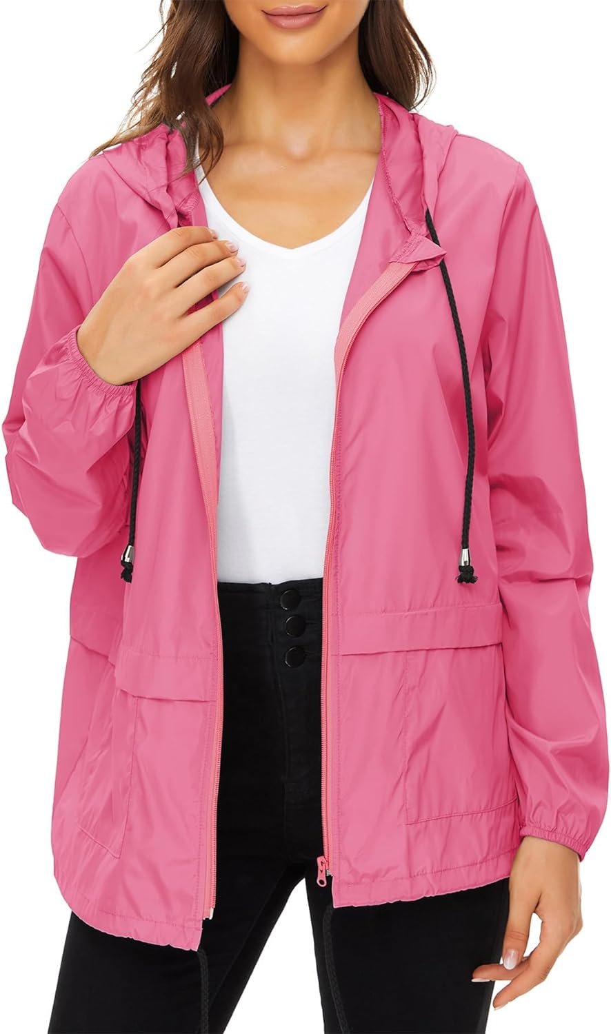 Zando Lightweight Rain Jacket Women Raincoat for Women Packable Rain Coat Windbreaker Rain Jackets Waterproof with Hood