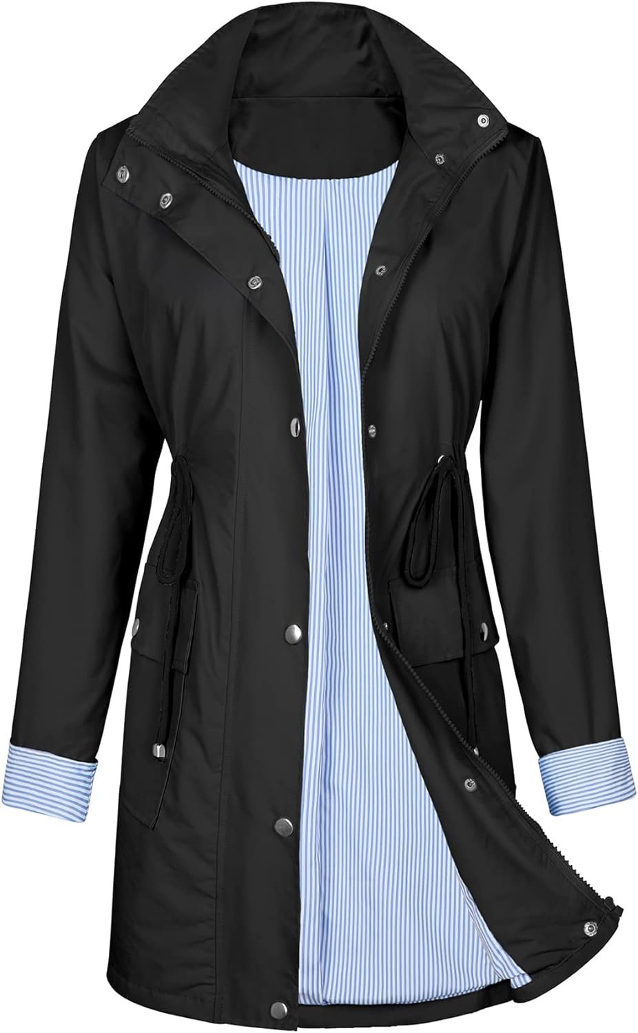Zando Raincoat for Women Rain Jackets for Women Waterproof Lightweight Windbreaker Outdoor Hooded Trench Coat Long Rain Coats