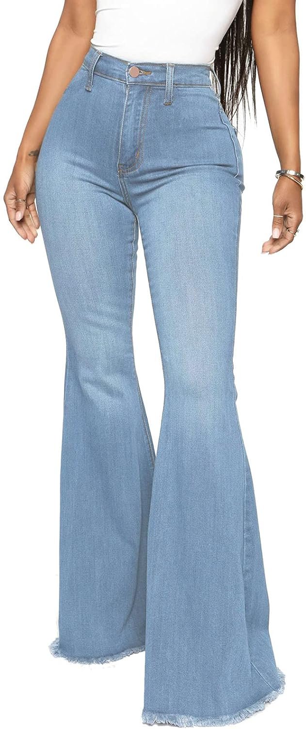 ZERMOM Womens Flare Jeans Mid Rise Bell Bottom Denim Pants