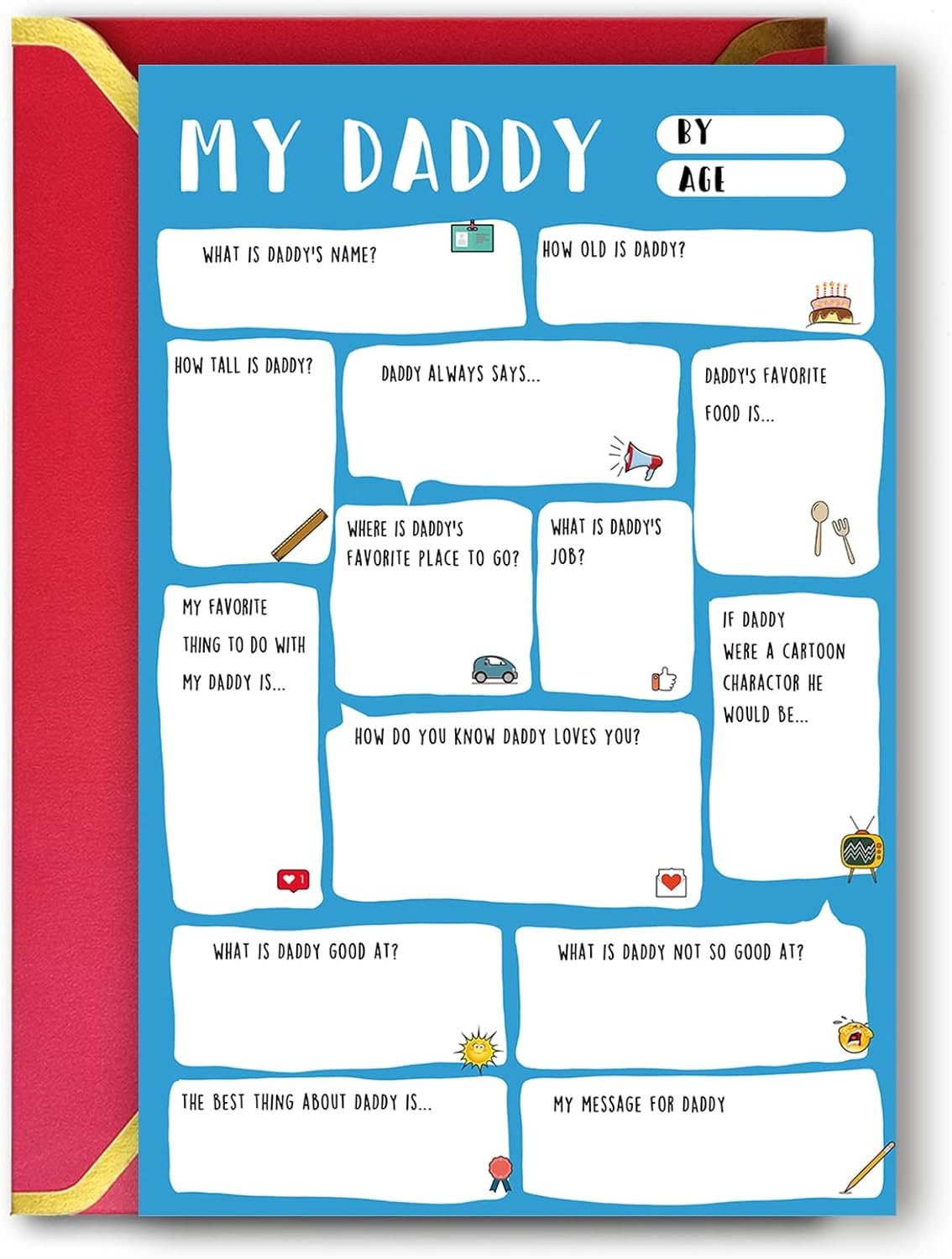 Ziwenhu Daddy Fathers Day Card,Funny Fathers Day Gift,Dad Gift from son daughter,Fathers Day Gift Ideas,Fill in the blanks keepsake Card……
